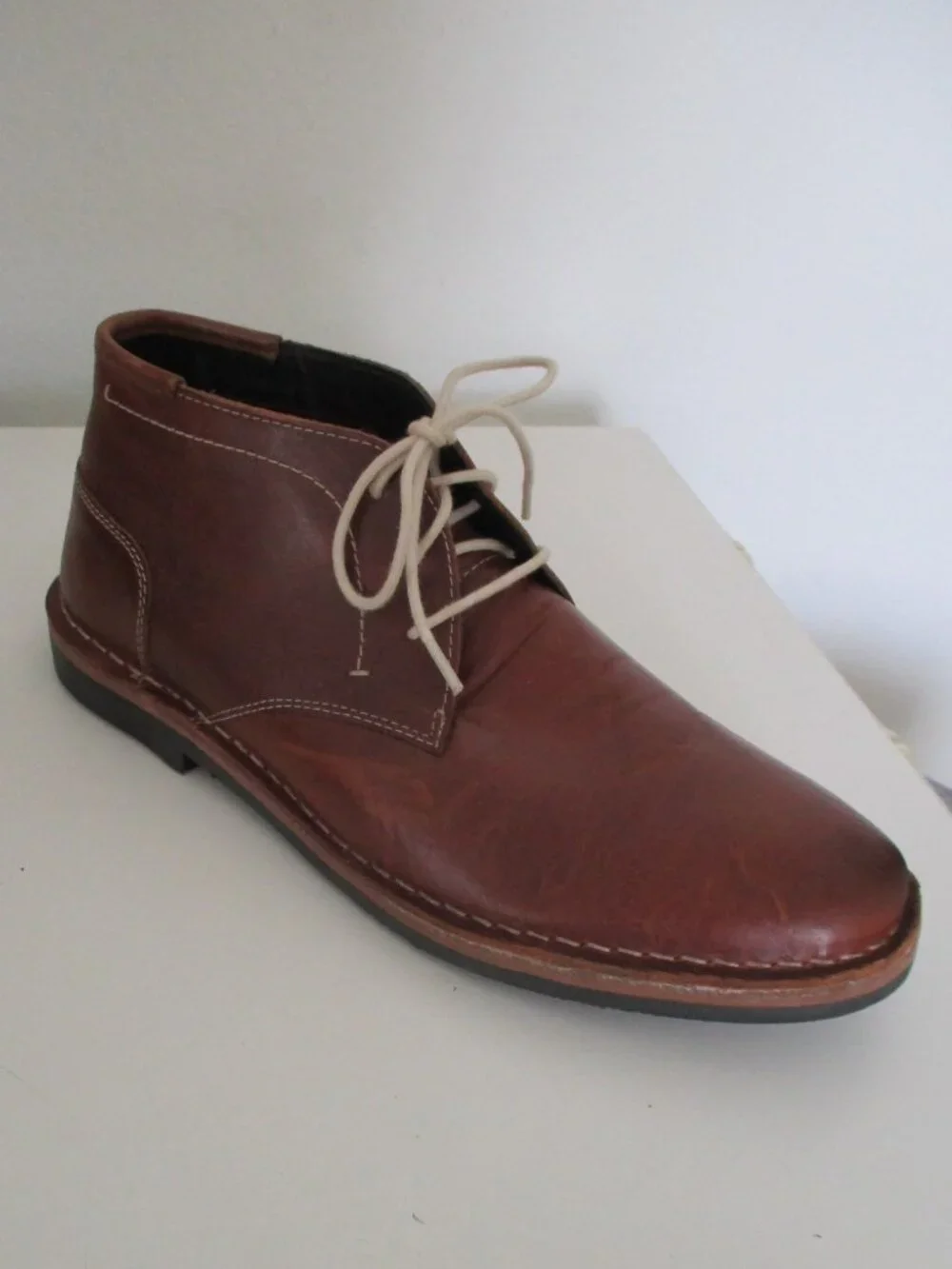 Steve Madden Mens Cognac Tan Leather Ankle Boot NWOB - Size 10.5M